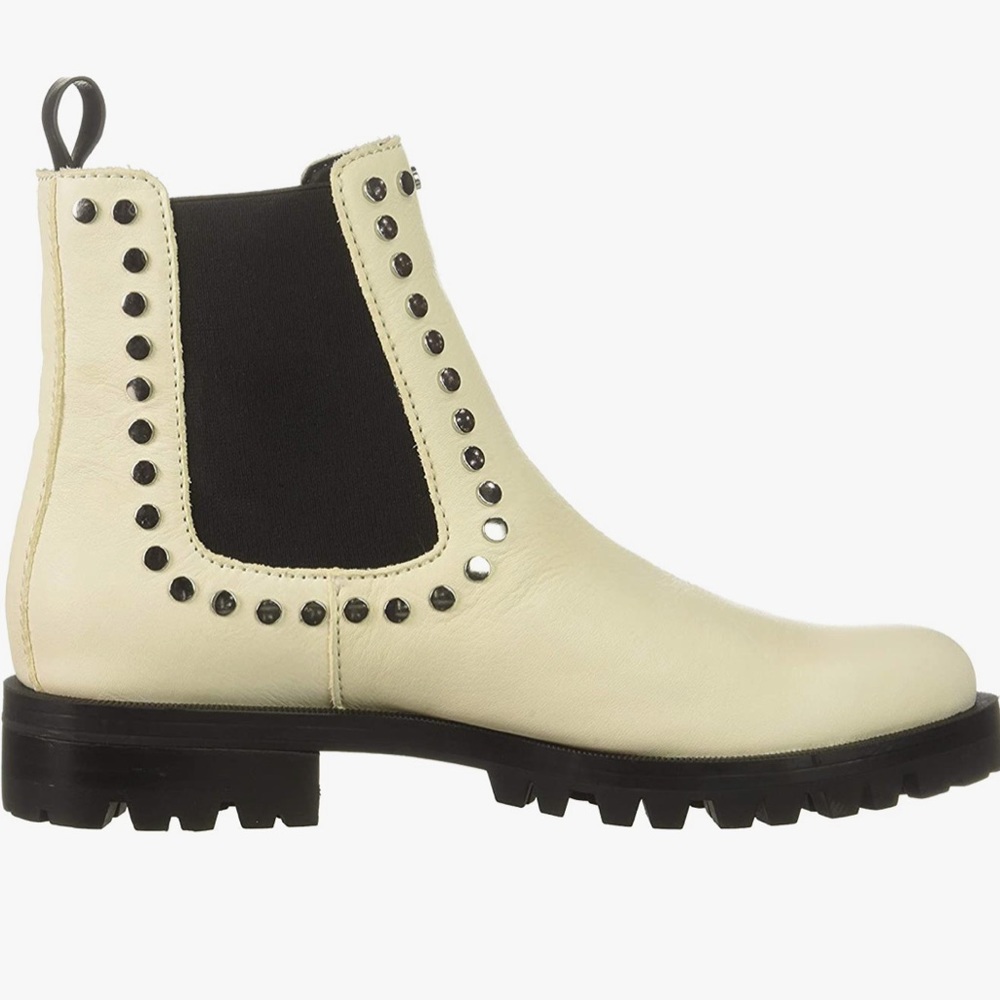 Dolce Vita Peton Booties White Leather Chelsea Boot with studs